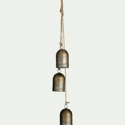 Suspension décorative 3 cloches H68cm - doré
