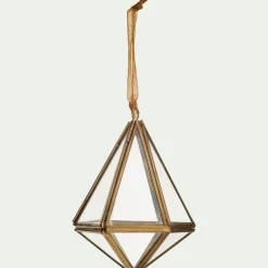 Suspension de Noël diamant en verre H11cm - doré