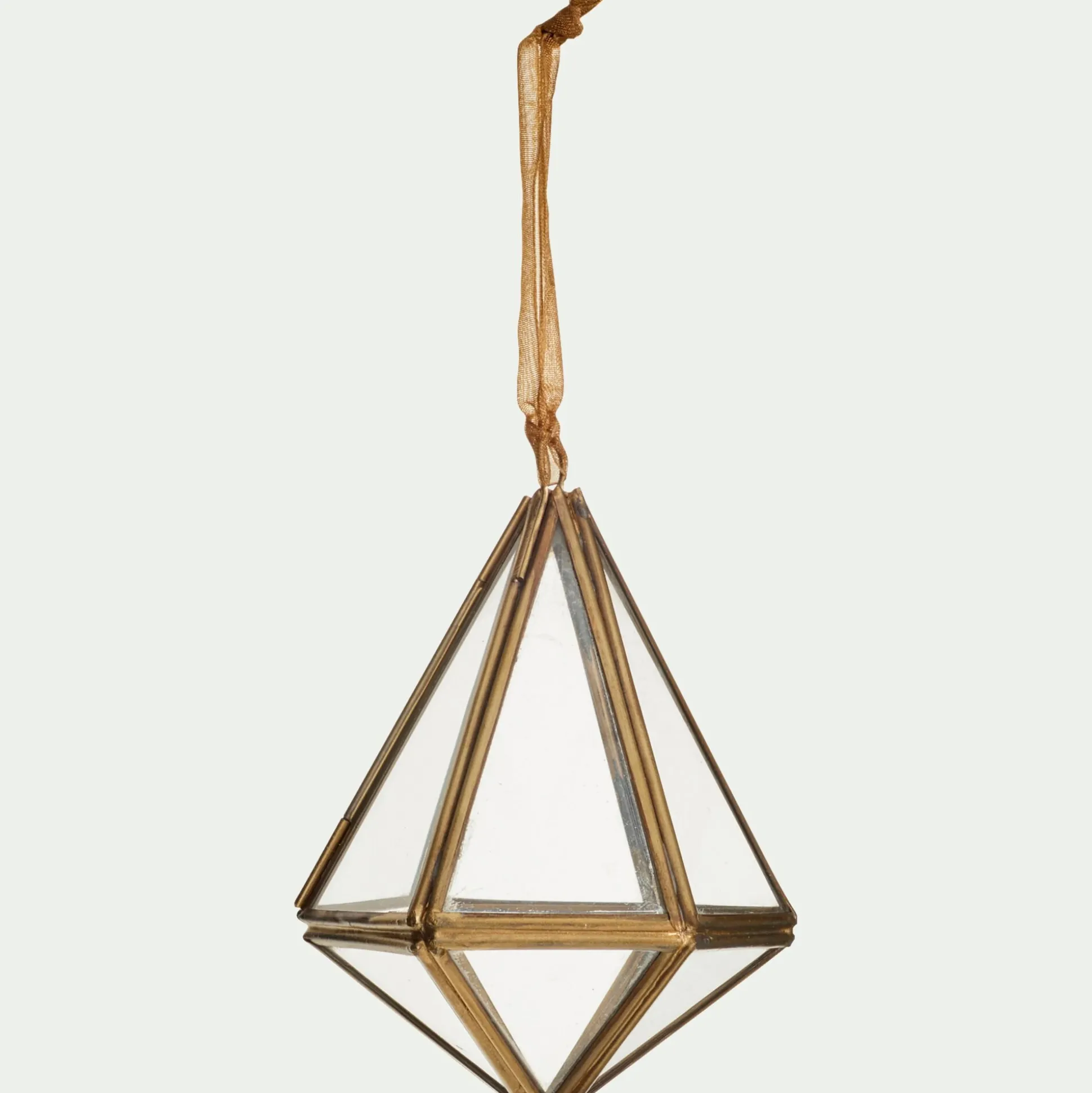 Suspension de Noël diamant en verre H11cm - doré