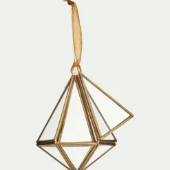 Suspension de Noël diamant en verre H11cm - doré