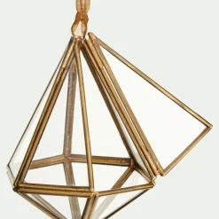 Suspension de Noël diamant en verre H11cm - doré