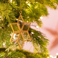 Suspension de Noël en fer et en verre étoile H11,80cm - doré