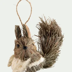 Suspension de Noël en herbe forme animale H5cm - naturel