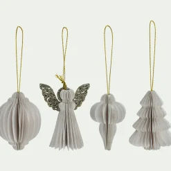 Suspension de Noël en papier H6cm - blanc (modèle aléatoire)