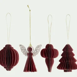 Suspension de Noël en papier H6cm - rouge (modèle aléatoire)