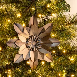 Suspension de Noël fleur en fer D20cm - doré