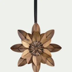 Suspension de Noël fleur en fer D20cm - doré