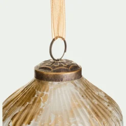 Suspension de Noël goutte en verre H9cm - doré