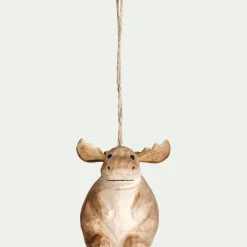Suspension de Noël élan en bois H8cm - marron