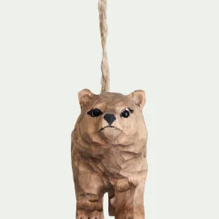 Suspension de Noël ours en bois H4,5cm - marron