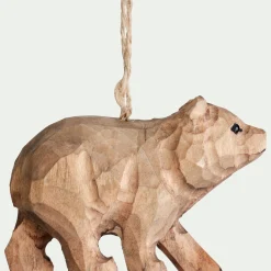 Suspension de Noël ours en bois H4,5cm - marron