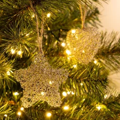 Suspension de Noël étoile en fil métallisé argent