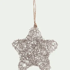 Suspension de Noël étoile en fil métallisé argent