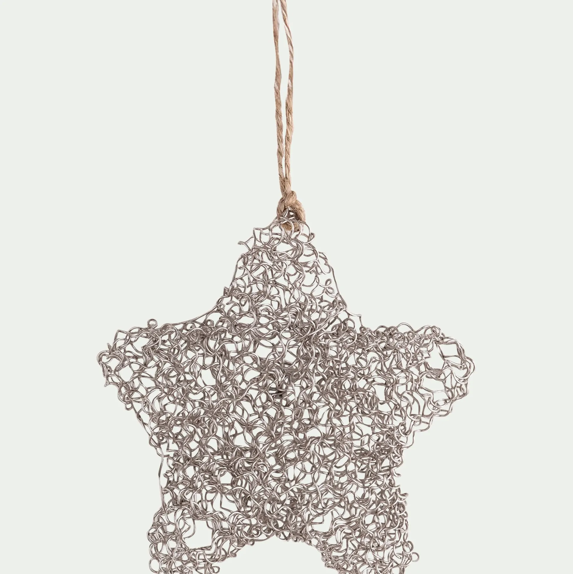 Suspension de Noël étoile en fil métallisé argent