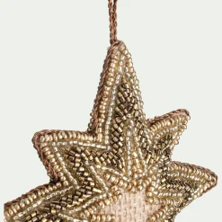 Suspension de Noël étoile en perles H11,5cm - doré