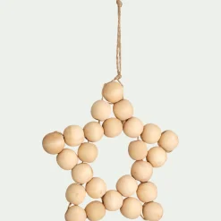Suspension de Noël étoile en bois H11cm - naturel