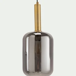 Suspension en acier à 3 globes en verre fumé - noir