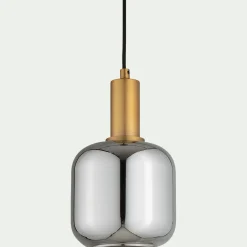 Suspension en laiton et globe en verre fumé D16cm - doré métallisé