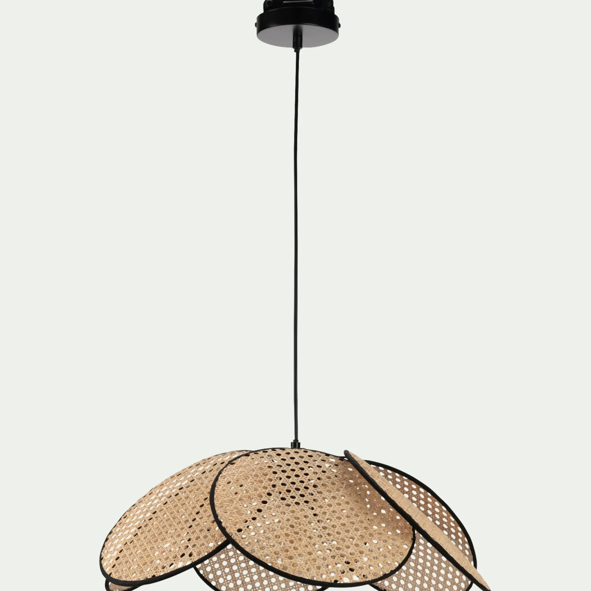 Suspension fleur électrifiée E27 en rotin D60cm - naturel