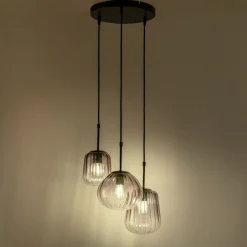 Suspension électrifiée avec 3 lampes en verre - gris