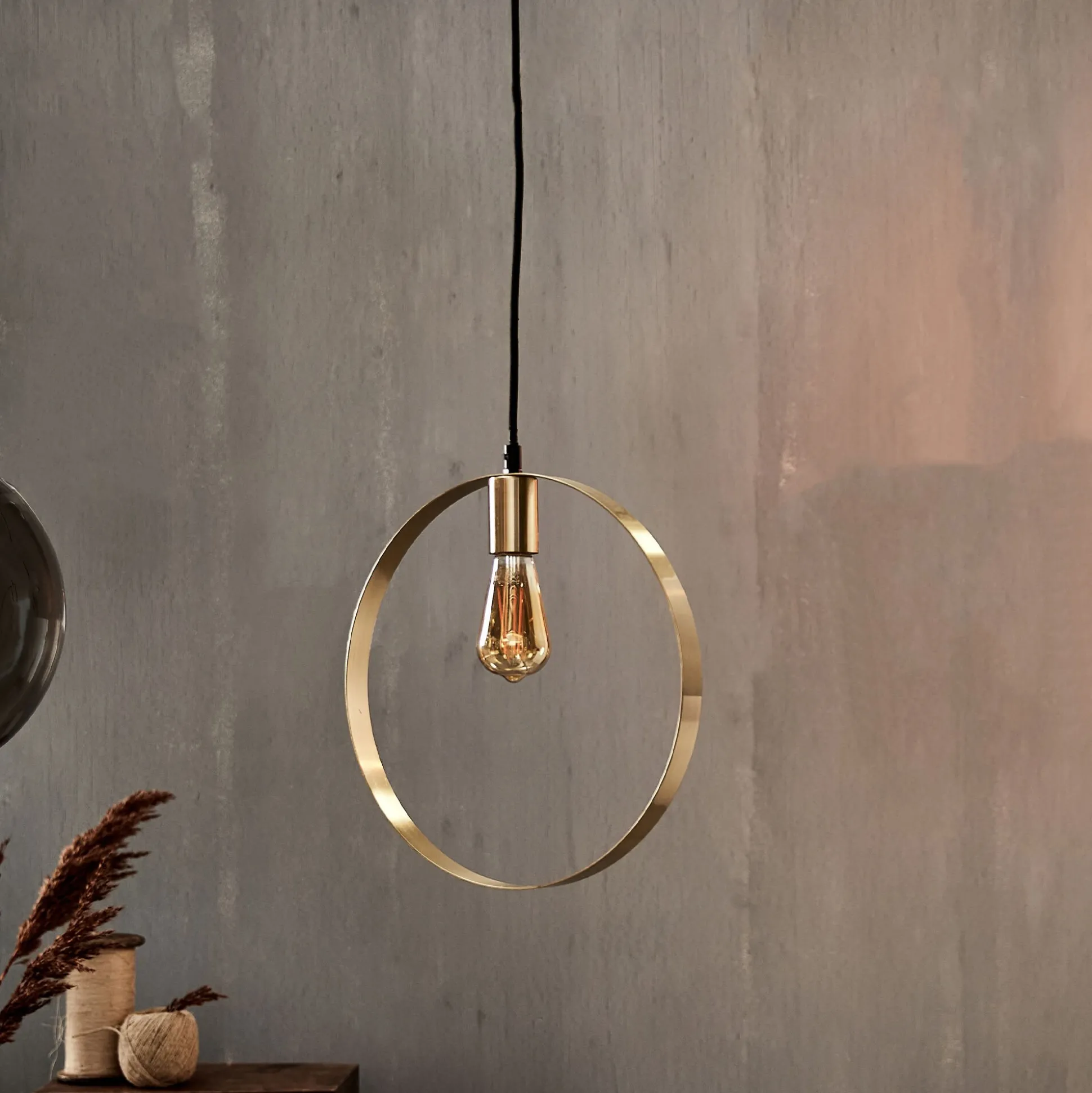 Suspension électrifiée cylindrique E27 en acier D35cm - doré