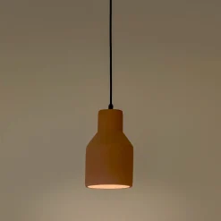 Suspension électrifiée E27 en ciment H25,5cm - rose argile