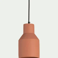 Suspension électrifiée E27 en ciment H25,5cm - rose argile