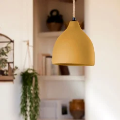 Suspension électrifiée en ciment D20cm - jaune