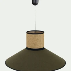 Suspension électrifiée en lin et papier D44cm - vert