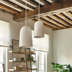 Suspension électrifiée en porcelaine D14,5cm - blanc