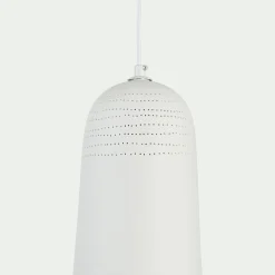 Suspension électrifiée en porcelaine D14,5cm - blanc