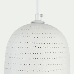 Suspension électrifiée en porcelaine D14,5cm - blanc