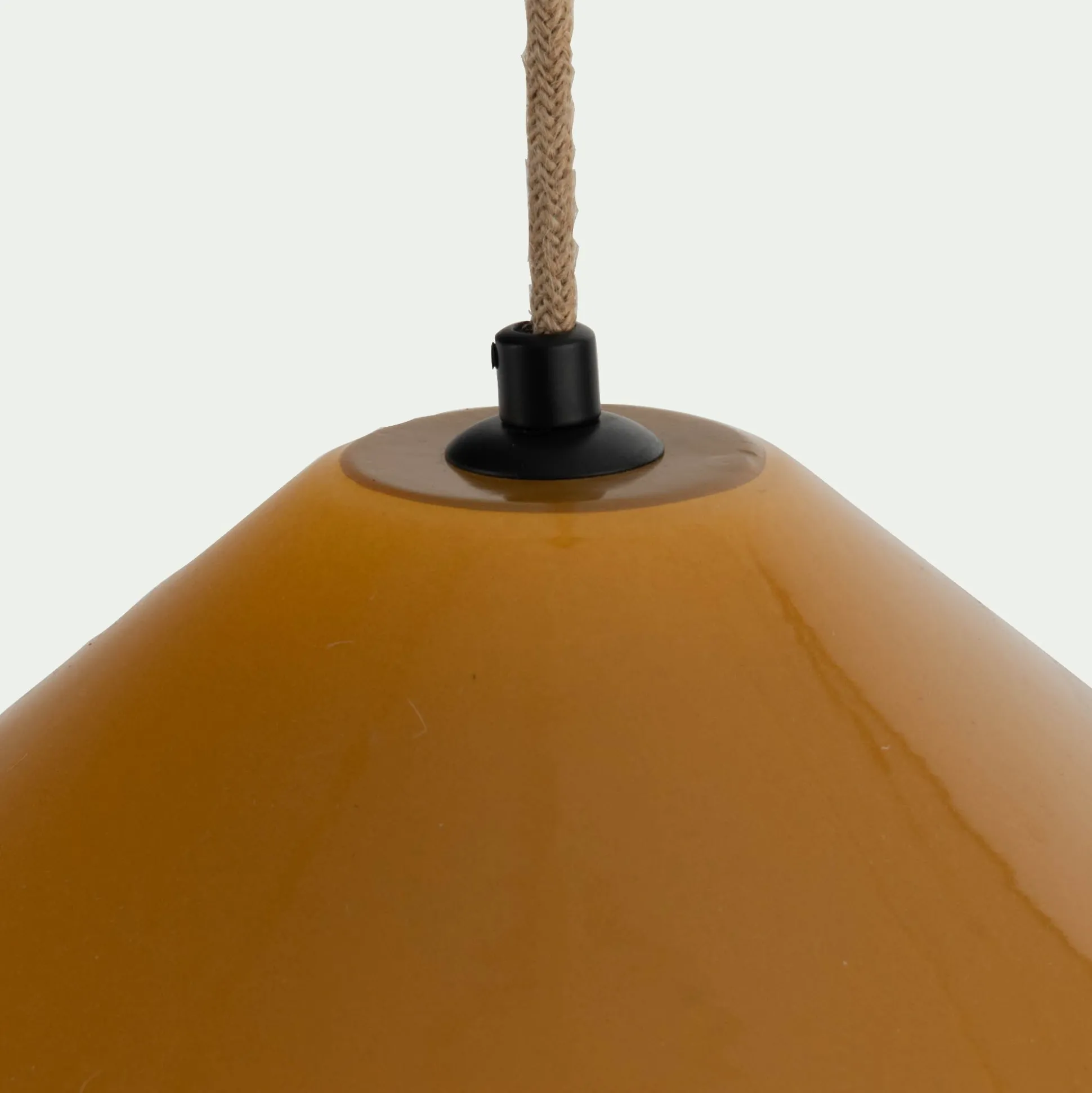 Suspension électrifiée en porcelaine D27,5cm - jaune