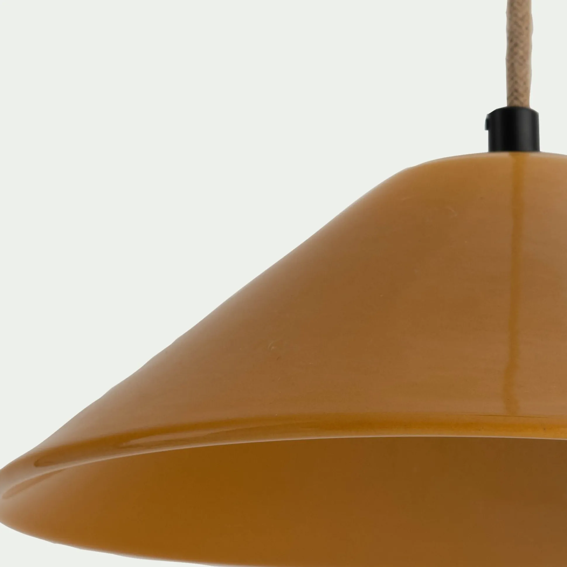 Suspension électrifiée en porcelaine D27,5cm - jaune