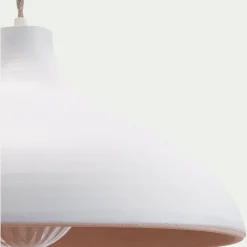 Suspension électrifiée en terre cuite D35cm - blanc
