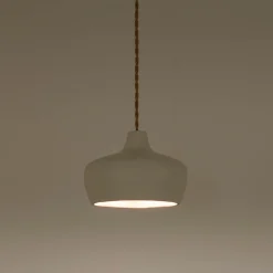 Suspension électrifiée en terre cuite D18cm - blanc