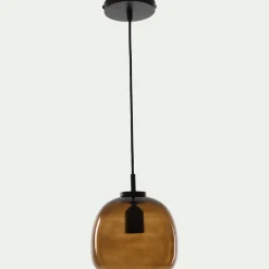 Suspension électrifiée en verre D20cm - marron