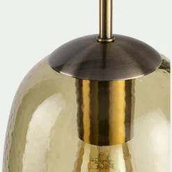 Suspension électrifiée en verre D15,5cm - vert