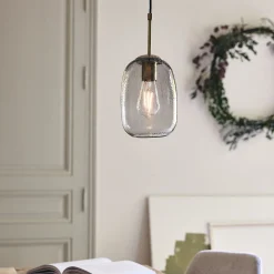 Suspension électrifiée en verre D15,5cm - gris