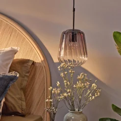 Suspension électrifiée en verre D17,5cm - gris