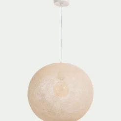 Suspension électrifiée globe en tissu D38cm - beige