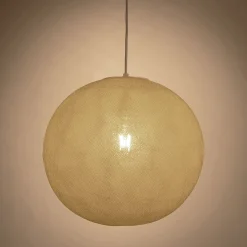 Suspension électrifiée globe en tissu D38cm - beige