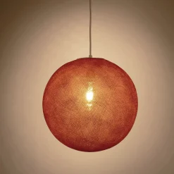 Suspension électrifiée globe en tissu D38cm - cuivre tanné