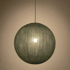 Suspension électrifiée globe en tissu D38cm - vert de gris