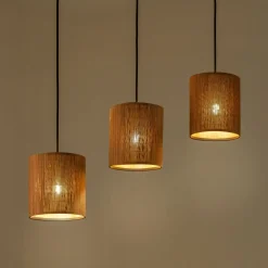 Suspension électrifiée triple en bambou L61cm - naturel