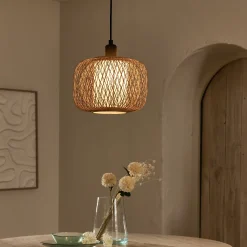 Suspension non électrifiée en bambou et papier D29cm - naturel