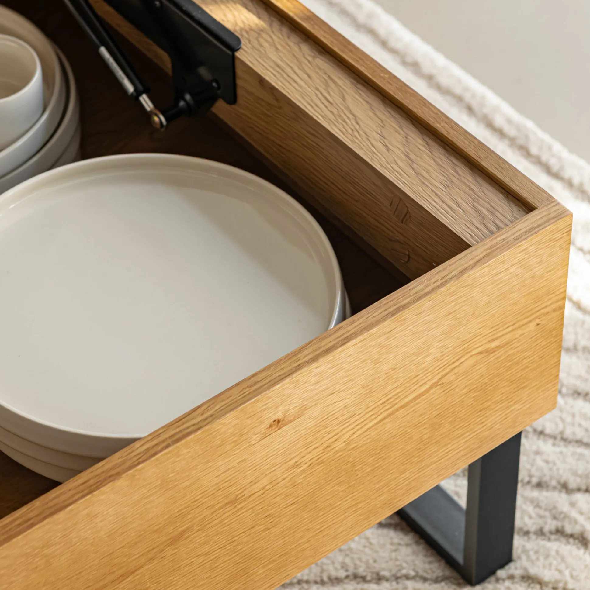 Table basse avec plateau relevable en bois L110cm - bois clair