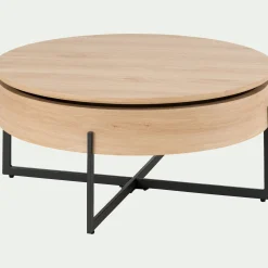 Table basse avec plateau rotatif en bois - bois clair D85xH37,5cm
