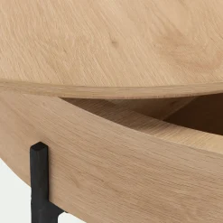 Table basse avec plateau rotatif en bois - bois clair D85xH37,5cm