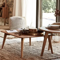 Table basse carrée en chêne massif - bois clair L75xl75xH35cm